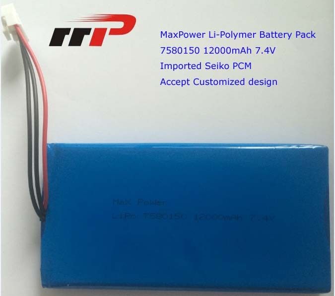 7.4V 12000mAh 7580150 Pin Lithium Polymer siêu mỏng Công suất cao